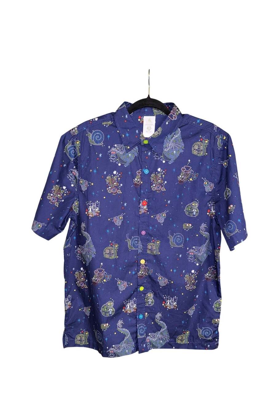 Disney Main Street Electrical Parade Button Up Shirt Size M Blue